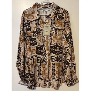 Wrangler Retro Rayon Pearl Snap NEW XL Western Aztec Rodeo NWT